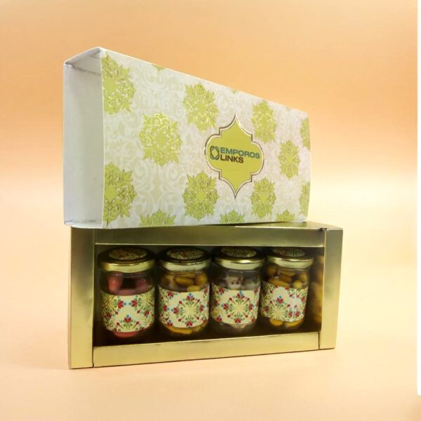 Beautiful 4 Glass jar gift Hamper Reet Hamporio Nanak Shah Supplier Manufacturer Seller Ahmedabad Gujarat India