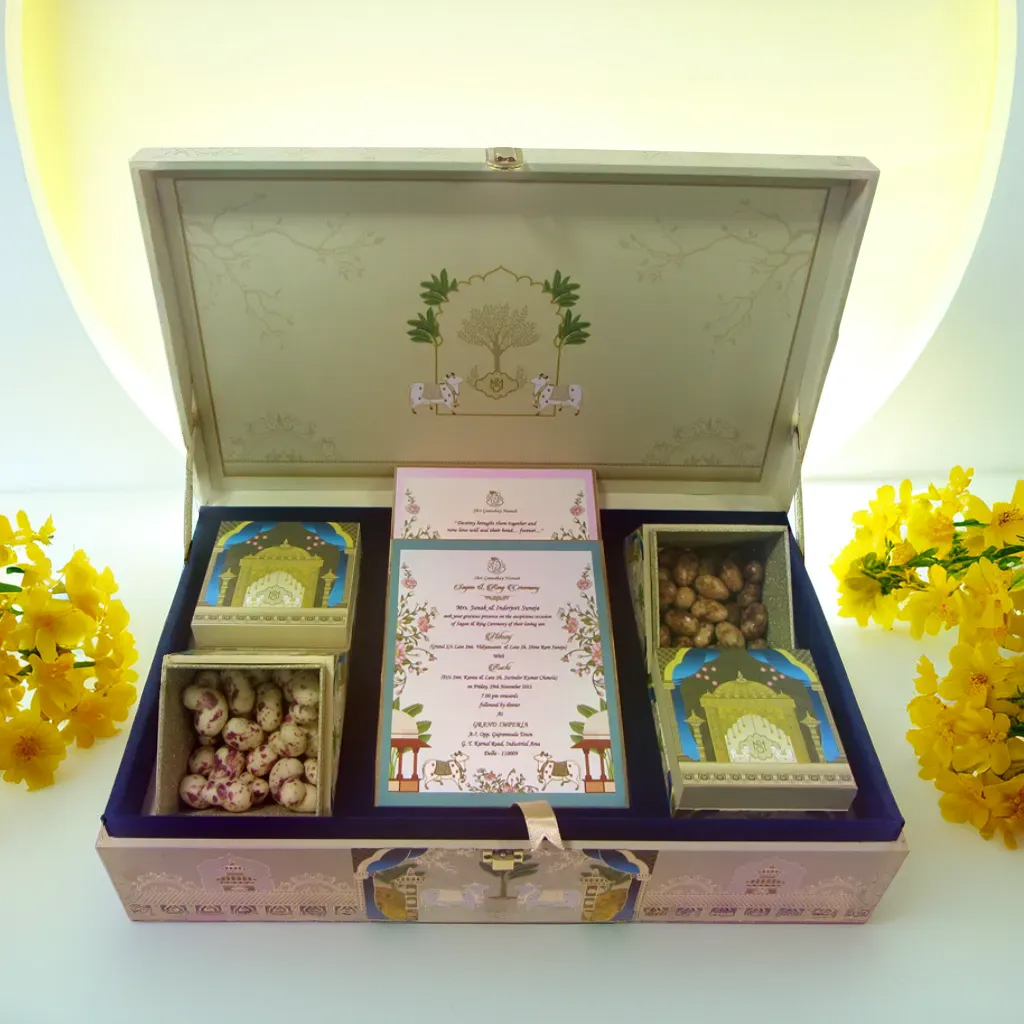 Unique wedding invite Box with cards Reet Hamporio Nanak Shah Supplier Manufacturer Seller Ahmedabad Gujarat India (1)