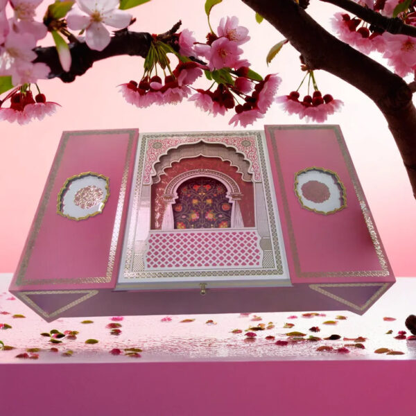 Wedding Invitations Dryfruits Gift Pink Box With 2 Glass Jars Card Reet Hamporio Nanak Shah Supplier Manufacturer Seller Ahmedabad Gujarat India (1)